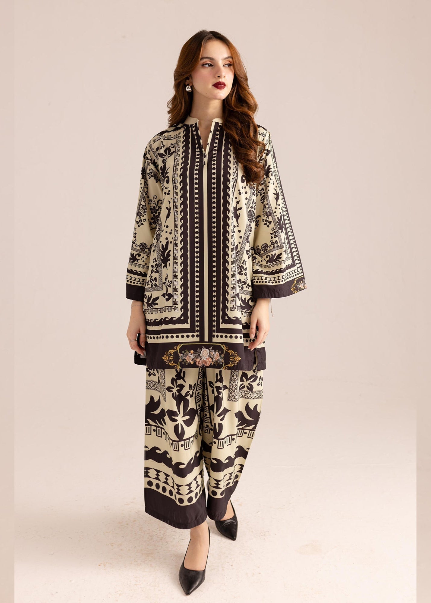 Unique Black and white Printed Co-ord Set D6071 - kharidari