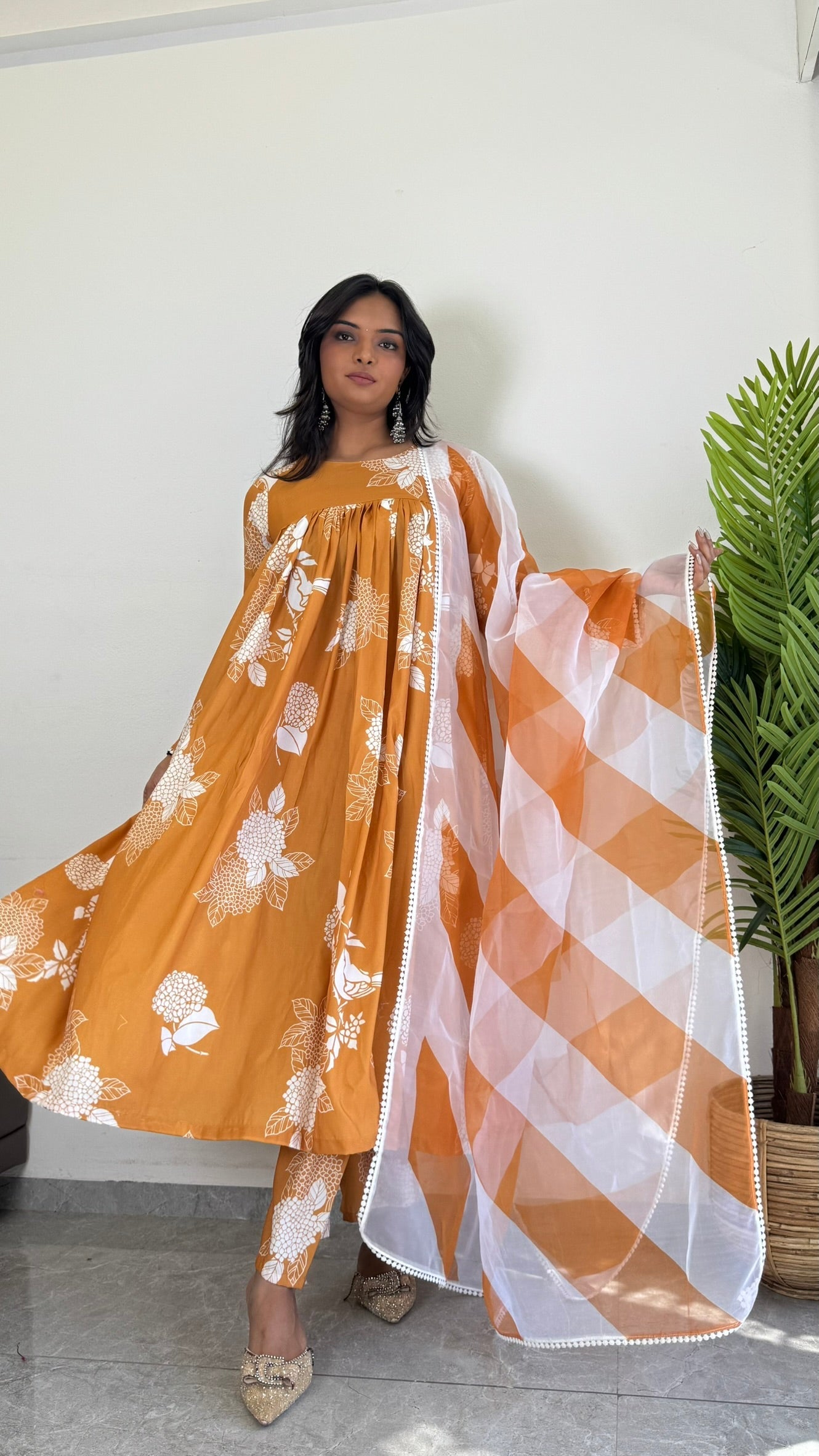 Vibrant Yellow Printed Ethnic Suit Set  D6142 - kharidari