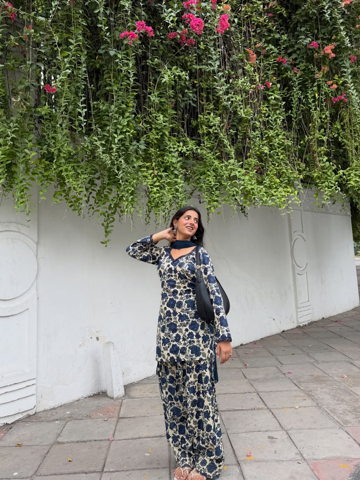 Elegant Blue Floral Ethnic Suit Set for Women with Matching Dupatta D6368