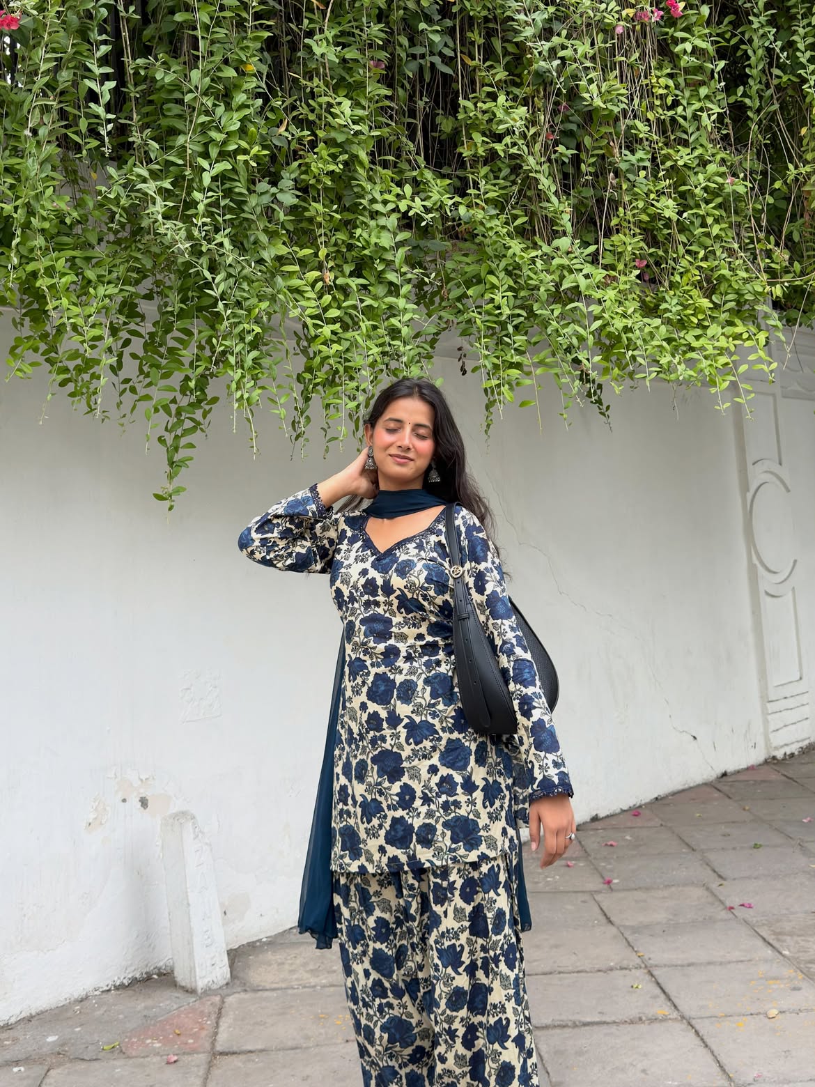 Elegant Blue Floral Ethnic Suit Set for Women with Matching Dupatta D6368