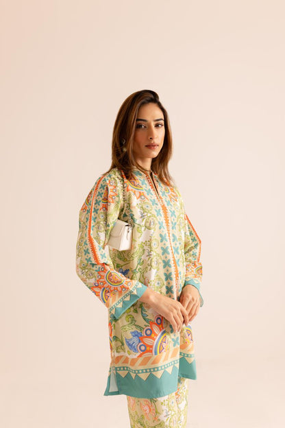 Women's Fashionable Printed Poly cotton Co-ord Set – D6043