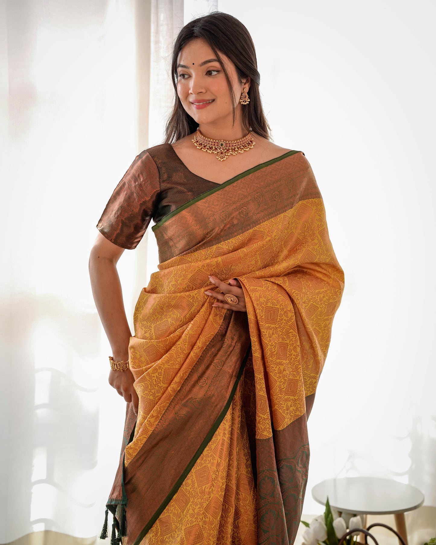 Women's Kubera Pattu kanjivaram silk Saree D5026