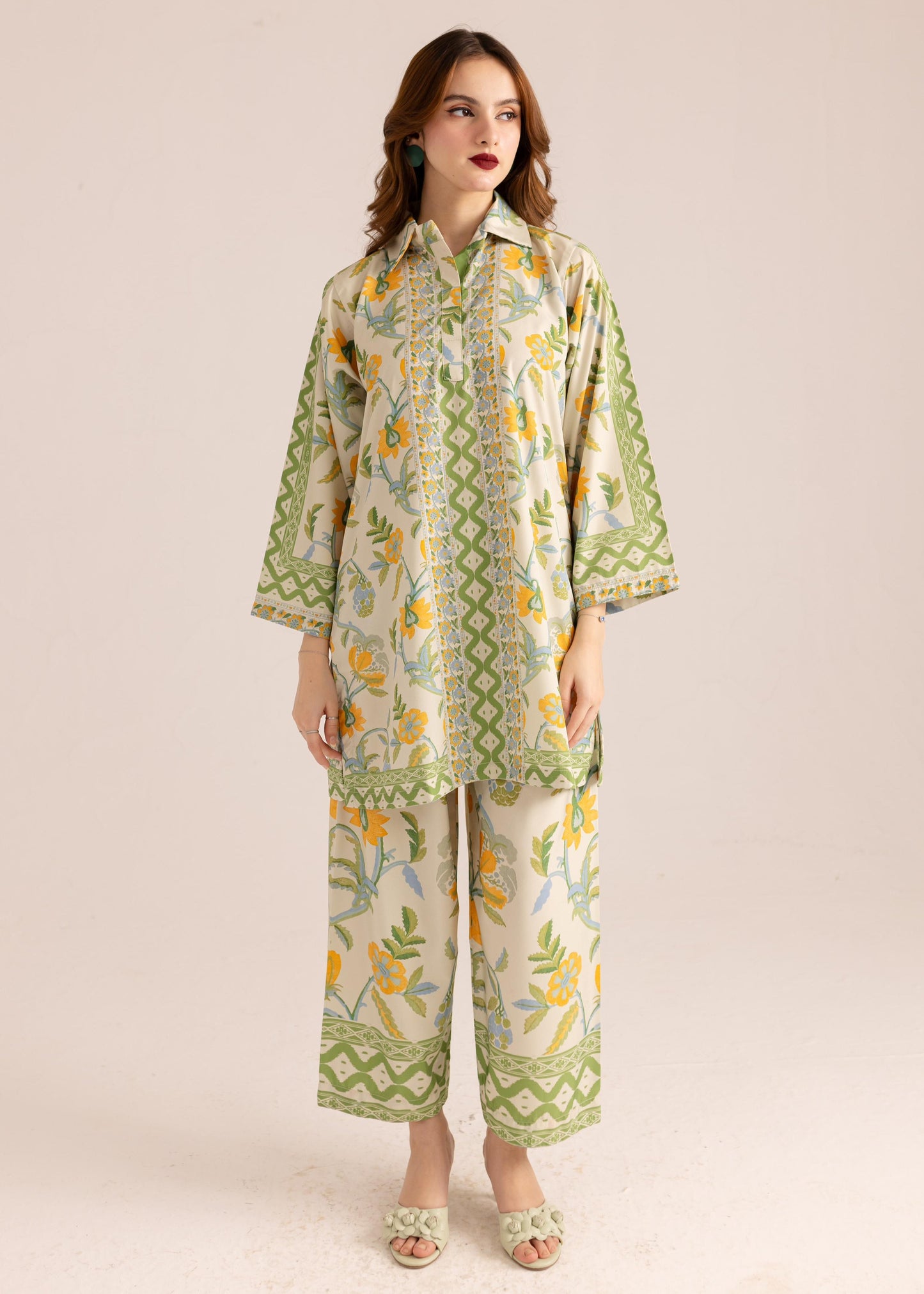 Womens Trendy Flower Printed co-ord Set D6121 - kharidari