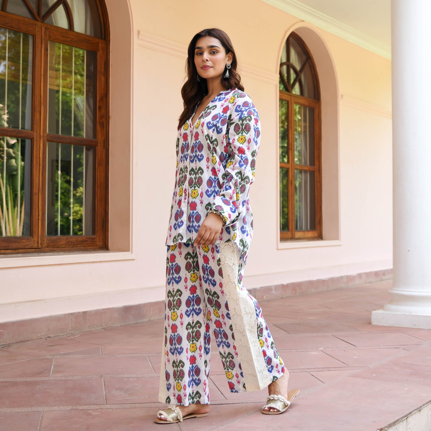 Women's Trendy Printed Shirt & Trouser Set D6057