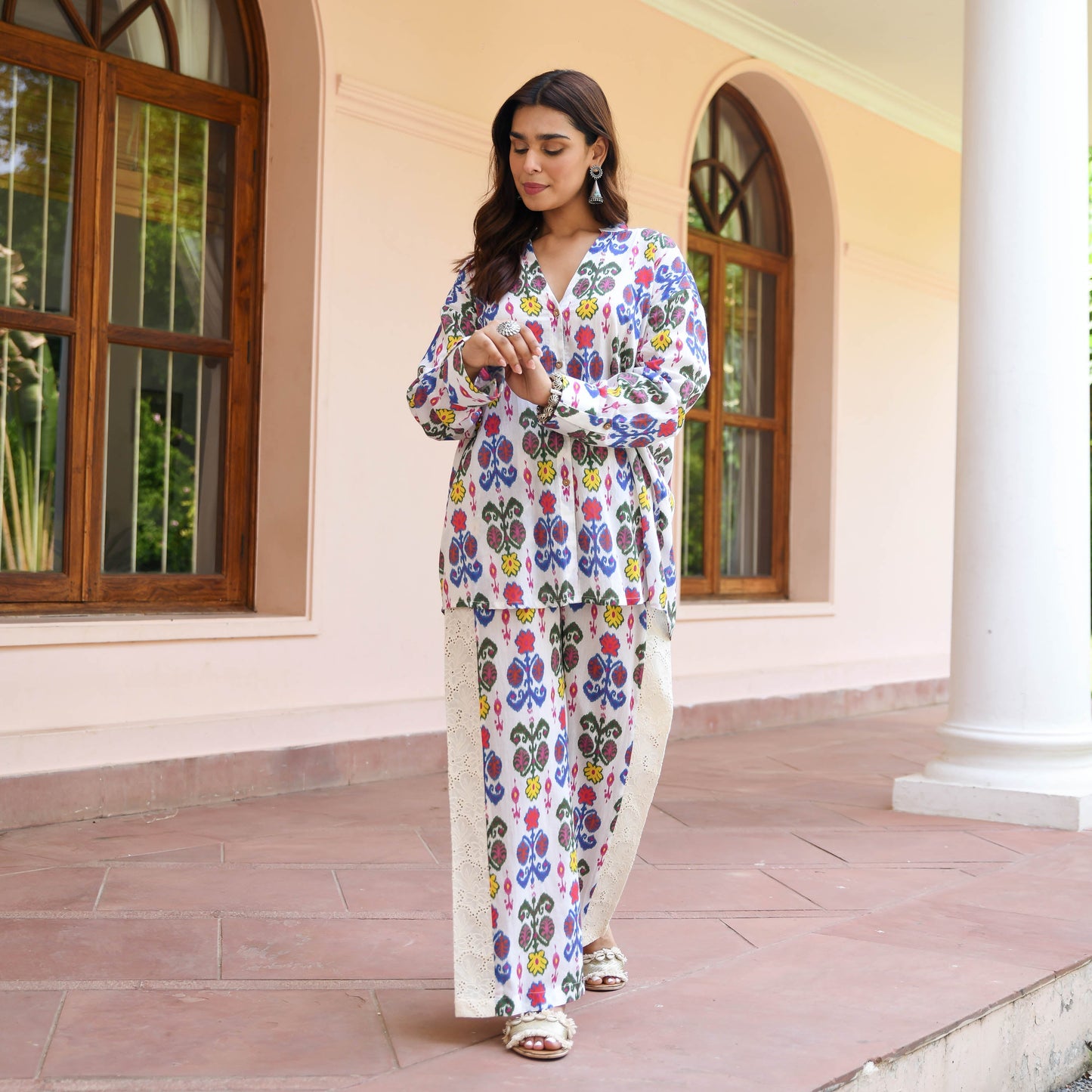 Women's Trendy Printed Shirt & Trouser Set D6057